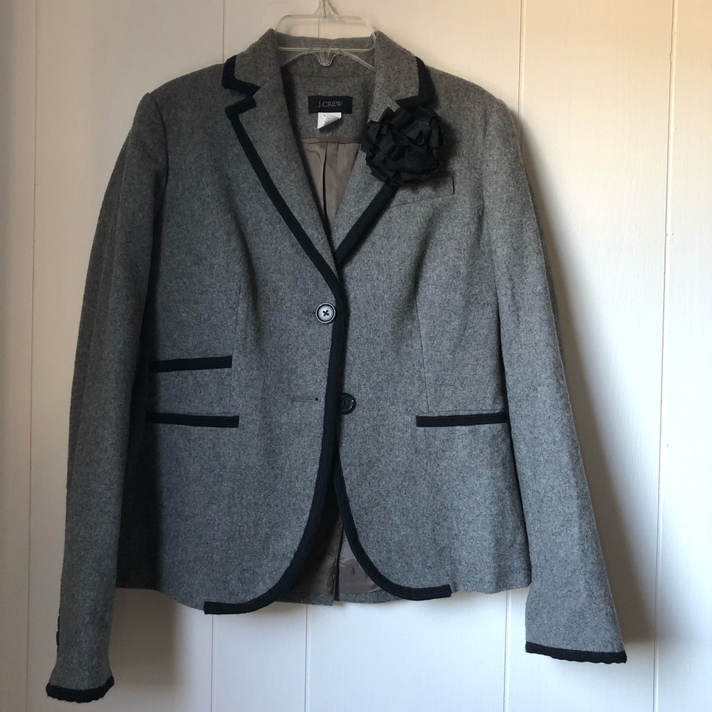 J. Crew Soft Gray & Black Wool Blazer